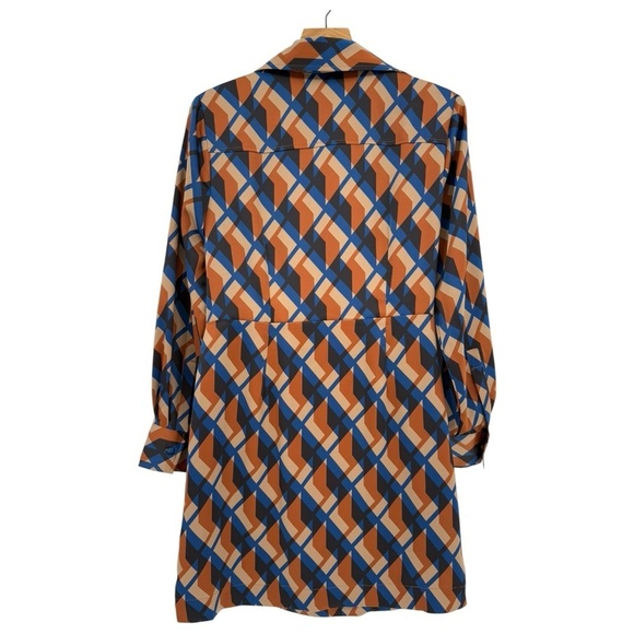 Banana Republic Satin Wrap Mini Dress in Orange Print Size 12 - Picture 3 of 14